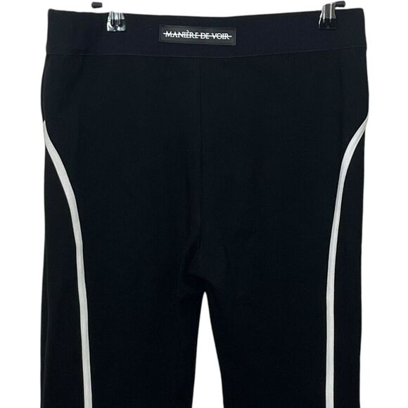 Maniere De Voir Trim Leggings Black Women’s Size 14 High Rise Zip Compression - Picture 6 of 12